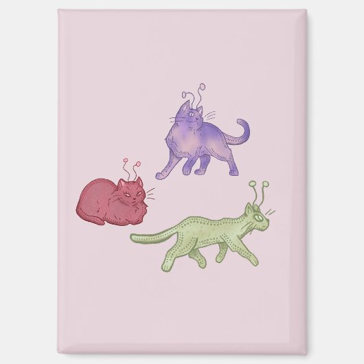 Buitenaardse katten Whimsieke ruimtekat Funny Sci- Magneet (Voorkant)