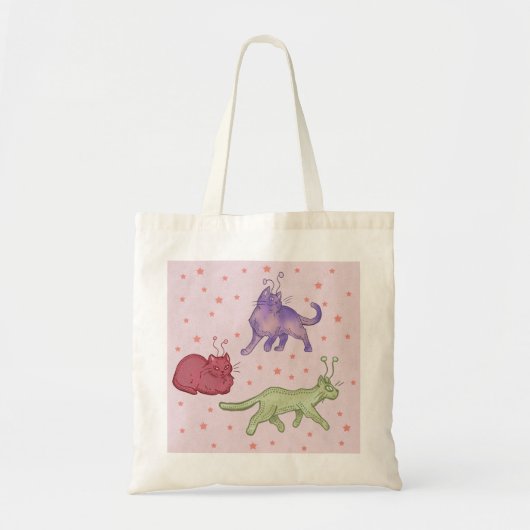 Buitenaardse katten Whimsieke ruimtekat Funny Sci- Tote Bag (Voorkant)