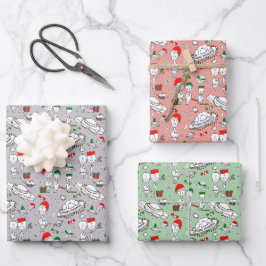 Buitenaardse kerst in de ruimte inpakpapier vel
