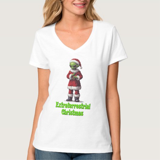 Buitenaardse kerst t-shirt (Voorkant)