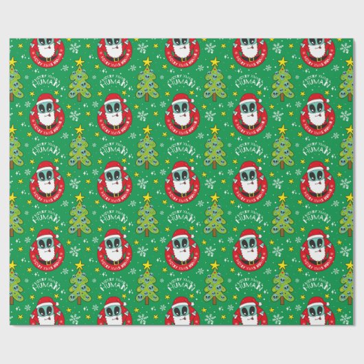 buitenaardse kerstpatronen cadeaupapier (Vlak)