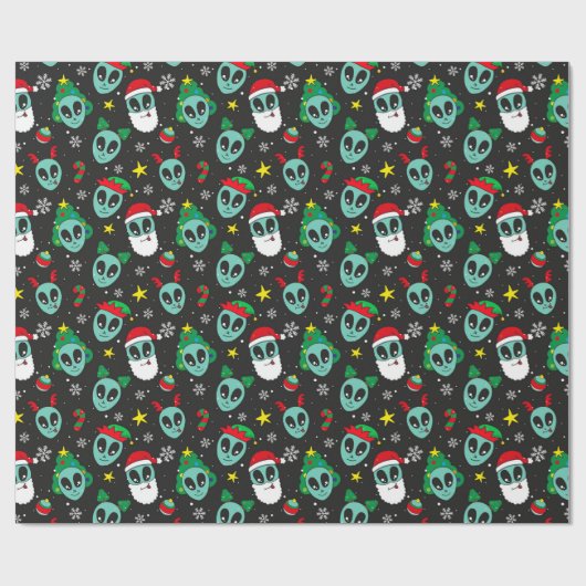 buitenaardse kerstpatronen cadeaupapier (Vlak)