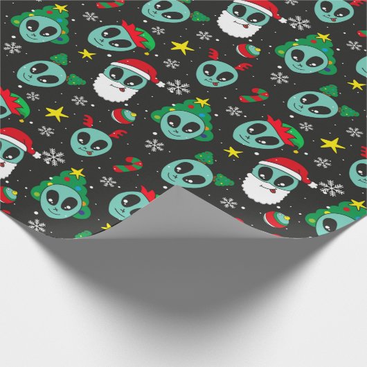 buitenaardse kerstpatronen cadeaupapier (Hoek)