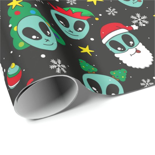 buitenaardse kerstpatronen cadeaupapier (Rol Hoek)