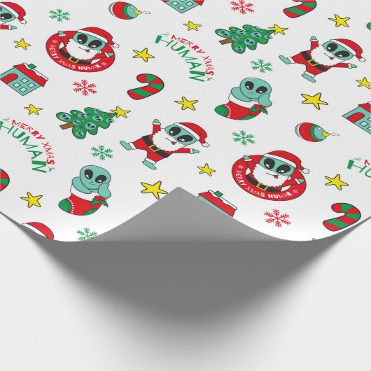 buitenaardse kerstpatronen cadeaupapier (Hoek)