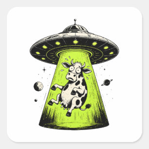 Buitenaardse Koe Ontwapend Weirdcore Surreal Vierkante Sticker