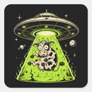 Buitenaardse Koe Ontwapend Weirdcore Surrealisme Vierkante Sticker