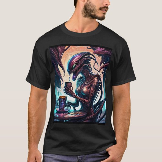 Buitenaardse koffie fanart t-shirt (Voorkant)