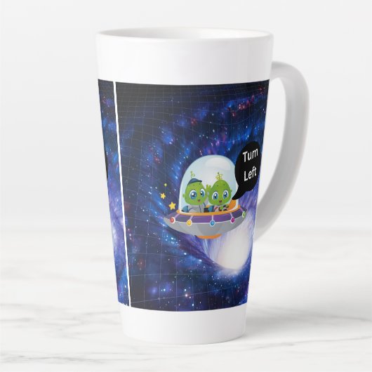 buitenaardse luchtruimteschip ufdisk zwart wormgat latte mok (Rechterhoek)