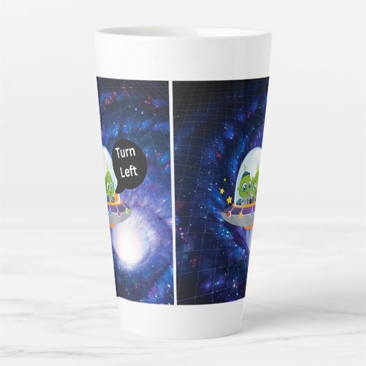 buitenaardse luchtruimteschip ufdisk zwart wormgat latte mok (Voorkant)