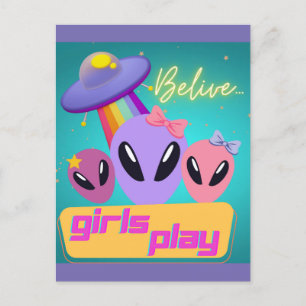 buitenaardse meisjes geloven dat ze spelen briefkaart