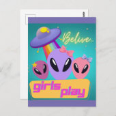 buitenaardse meisjes geloven dat ze spelen briefkaart (Voorkant / Achterkant)
