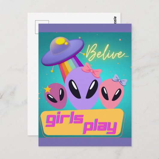buitenaardse meisjes geloven dat ze spelen briefkaart (Voorkant / Achterkant)
