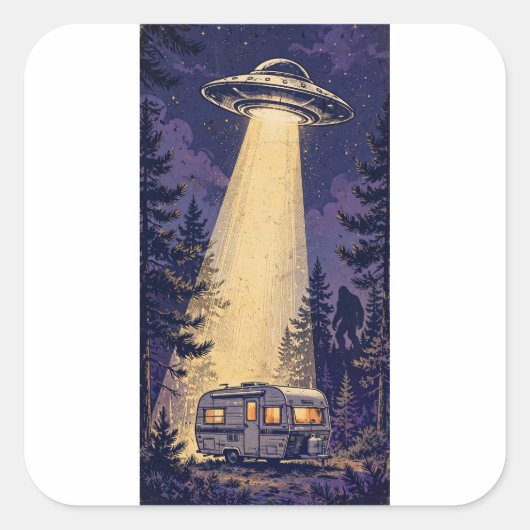 Buitenaardse Ontvoering Camper Sticker (Voorkant)