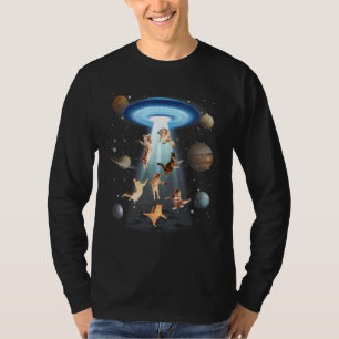 Buitenaardse Ontvoering Kat Vliegende Schotel UFO T-shirt