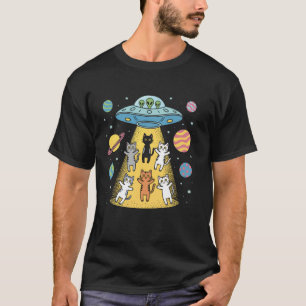 Buitenaardse Ontvoering Katten Ufo Grappige Ruimte T-shirt