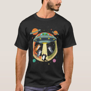 Buitenaardse Ontvoering Katten UFO Vliegende Schot T-shirt