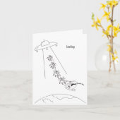 Buitenaardse ontvoering van de Kerstman Christmas  Kaart (Gele Bloem)