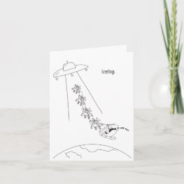 Buitenaardse ontvoering van de Kerstman Christmas  Kaart