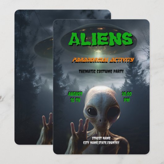 buitenaardse paranormale activiteit partij kaart (Voorkant / Achterkant)