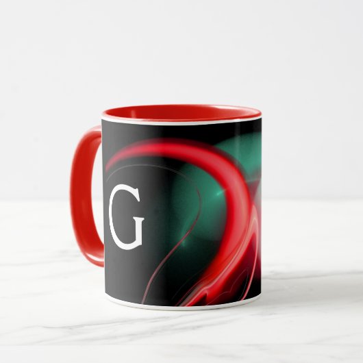 BUITENAARDSE PAREL Rood Groen Zwarte Fractals Mok (Voorkant links)