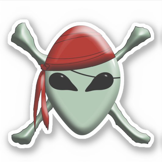 Buitenaardse Piraat Jolly Roger Sticker (Voorkant)