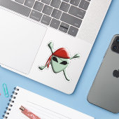Buitenaardse Piraat Jolly Roger Sticker (Laptop met iPhone)
