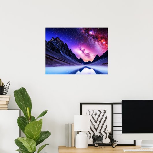 Buitenaardse planeet landschapsruimte poster (Thuiskantoor)