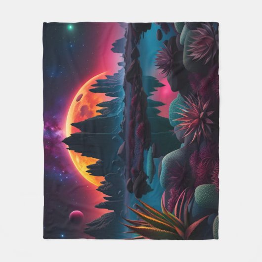 Buitenaardse planeet setting Moon Fleece Deken (Voorkant)