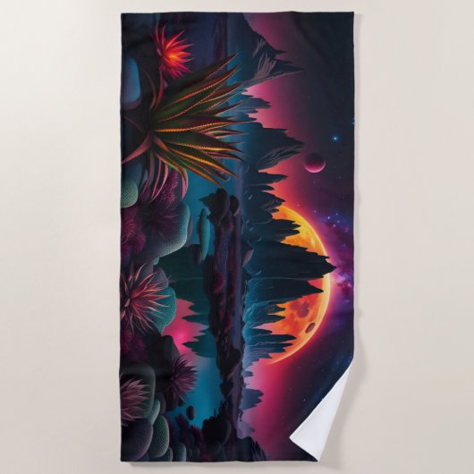 Buitenaardse planeet setting Moon Strandlaken (Voorkant)