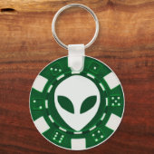 buitenaardse pokerchip groen sleutelhanger (Voorkant)