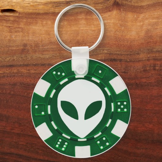 buitenaardse pokerchip groen sleutelhanger (Voorkant)