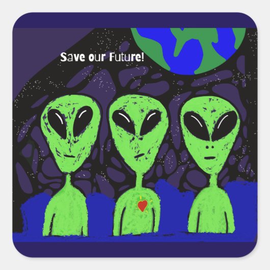 Buitenaardse ruimte aarde UFO Martian Vierkante Sticker (Voorkant)