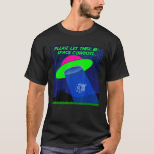 Buitenaardse ruimte-cowboys stralen een koe omhoog t-shirt