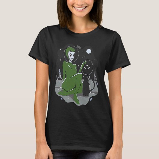 buitenaardse ruimtes aliens ufo costume kattevrouw t-shirt (Voorkant)