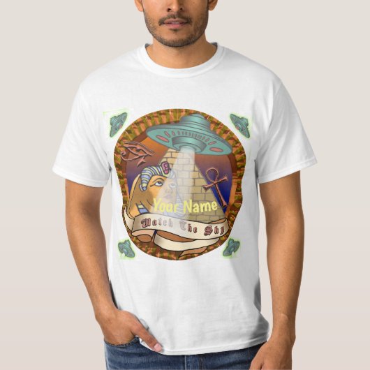 Buitenaardse Ruimteschip Piramides T-shirt (Voorkant)