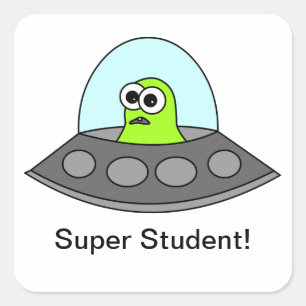 Buitenaardse Ruimteschip Super Student Square Vierkante Sticker