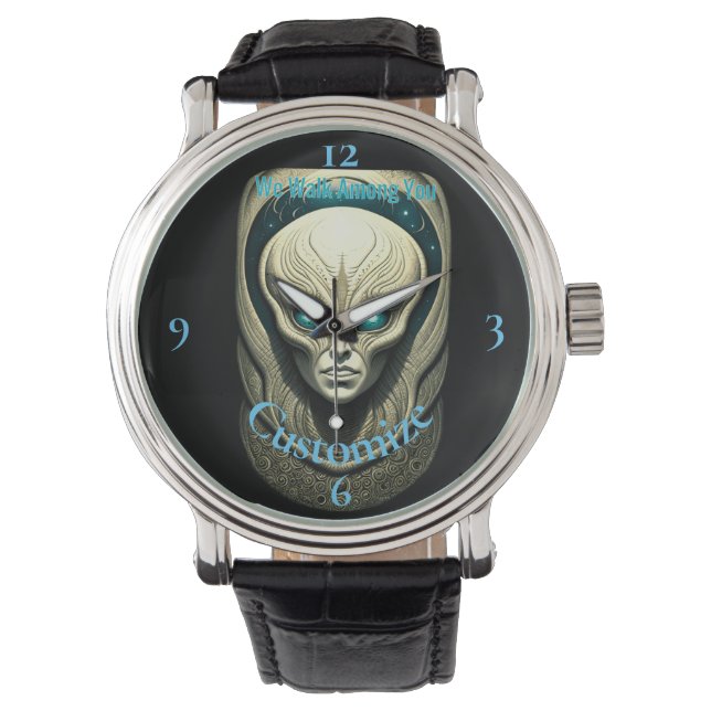 Buitenaardse schedel Hoofd Thunder_Cove Horloge (Voorkant)