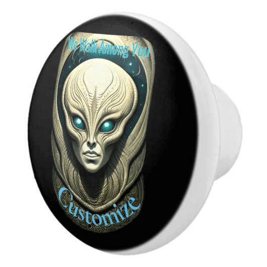 Buitenaardse schedel Hoofd Thunder_Cove Keramische Knop (Rechts)