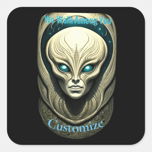 Buitenaardse schedel Hoofd Thunder_Cove Vierkante Sticker (Voorkant)