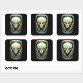 Buitenaardse schedel Hoofd Thunder_Cove Vierkante Sticker (Vel)