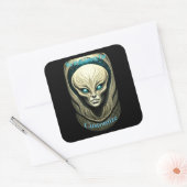Buitenaardse schedel Hoofd Thunder_Cove Vierkante Sticker (Envelop)