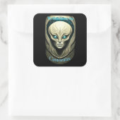 Buitenaardse schedel Hoofd Thunder_Cove Vierkante Sticker (Tas)