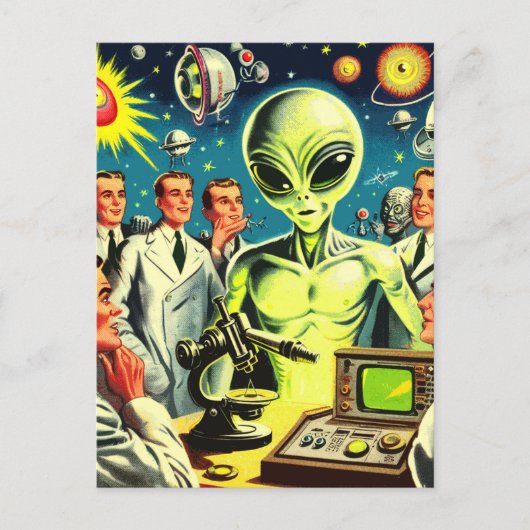  buitenaardse sciencefictionstrips briefkaart (Voorkant)