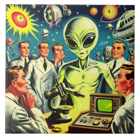  buitenaardse sciencefictionstrips tegeltje (Voorkant)