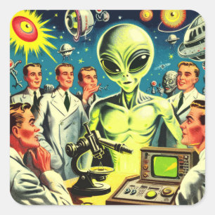 buitenaardse sciencefictionstrips vierkante sticker