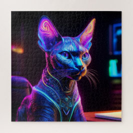 Buitenaardse Sfinx Kat Zit In Zijn Kapiteinsstoel Legpuzzel