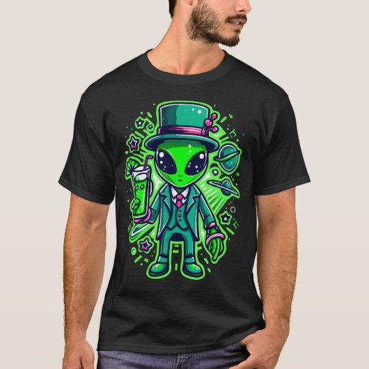 Buitenaardse St Patrick's Day Buitenaardse Shamroc T-shirt (Voorkant)