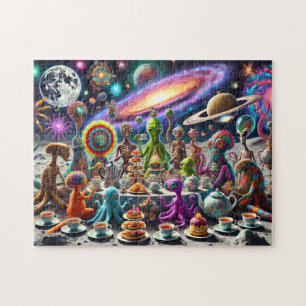 Buitenaardse Theepartij Whimsical Buitenaards Kosm Legpuzzel