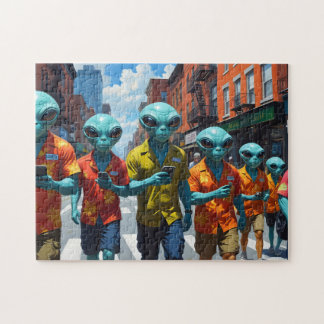 Buitenaardse toeristen puzzel - UFO Selfie Jigsaw
